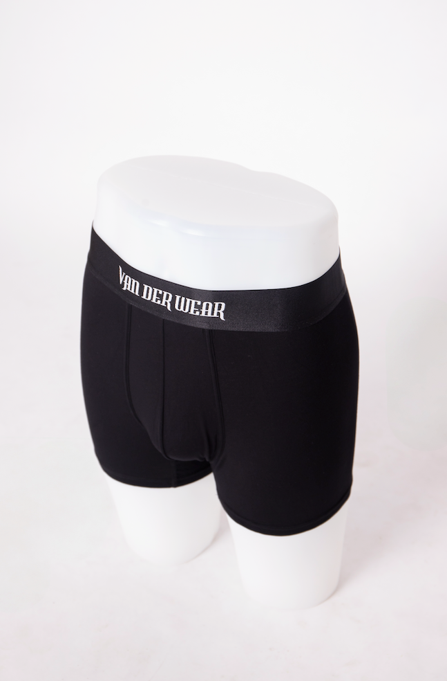 Black mens underwear with supportive fit waistband and breathable performance fabric.
