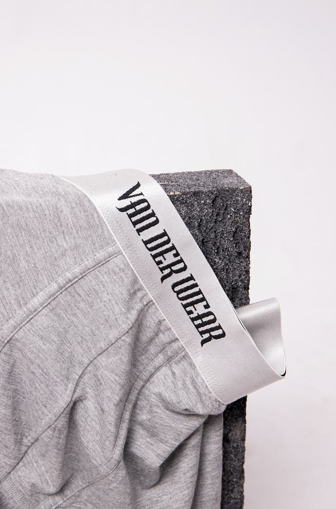Grey mens performance boxers with super stretchy waistband made from high performance fabric.
